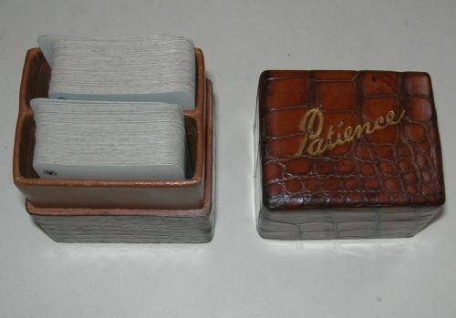 Antique Crocodile " Patience" or Solitaire Playing Card Box