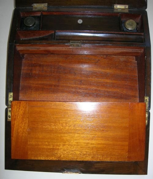 fig 3. Antique Burl Walnut and Tunbridge Ware Inlaid Lap Desk / Writing Box