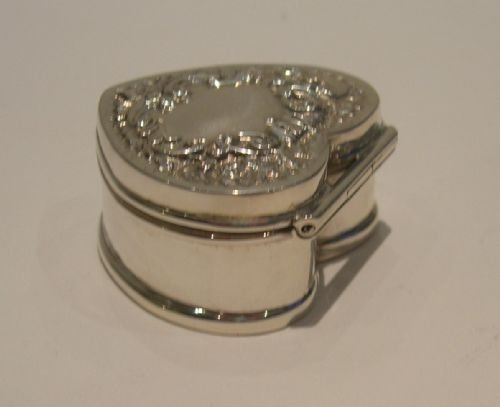 fig 1. Antique English Sterling Silver Heart Shaped Trinket / Ring Box
