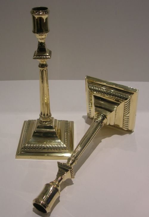 Pair Elegant Antique English Brass Candlesticks - Victorian