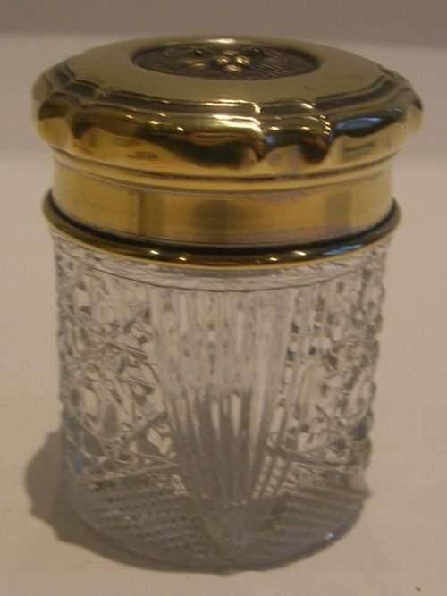 fig 1. Antique English Vanity Jar - Cat With Original Glass Eyes