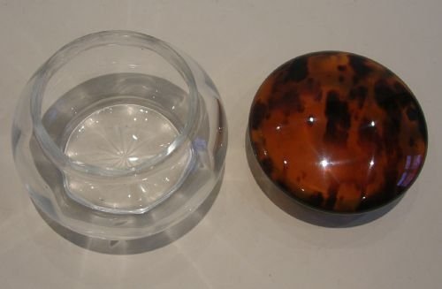 fig 1. Handsome Tortoise Shell & Sterling Silver Topped Vanity Jar