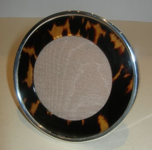 Antique English Tortoise Shell & Sterling Silver Photograph Frame - Edwardian