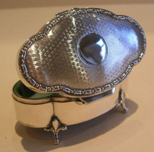 Pretty English Sterling Silver Trinket Jewelry / Ring Box - 1914