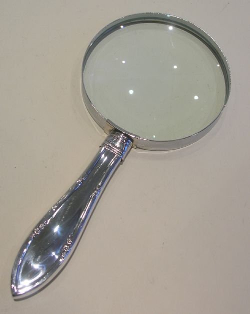fig 2. Large Sterling Silver and Tortoise Shell Handled Magnifying Glass