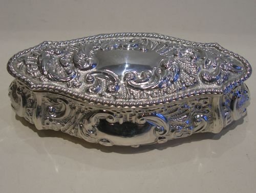 Large Antique English Sterling Silver Trinket Box - Chester 1900