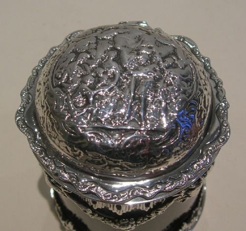 fig 2. Rare Antique English Sterling Silver & Tortoise Shell Box / Caddy - George Fox