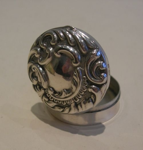 Small Antique English Sterling Silver Pill Box - 1900