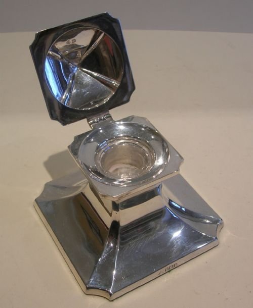 fig 1. Stylish English Sterling Silver Inkwell - Sheffield 1911