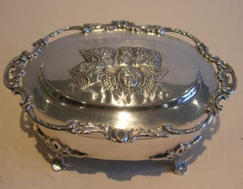 Stunning Antique English Sterling Silver Jewelry Box - Reynold's Angels