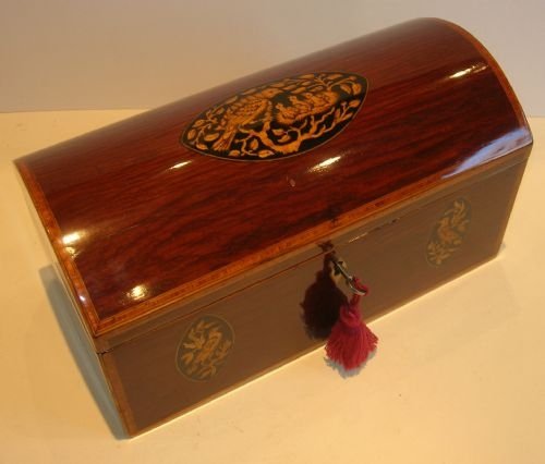 Magnificent Georgian Partridgewood Tea Caddy - Bird & Chicks Inlay - C.1790