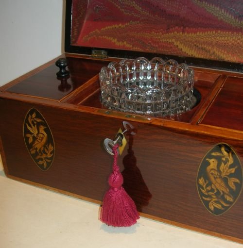 fig 2. Magnificent Georgian Partridgewood Tea Caddy - Bird & Chicks Inlay - c.1790