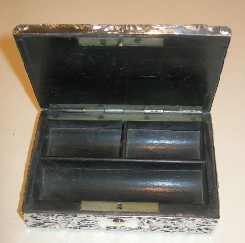 fig 1. Large Antique English Sterling Silver Triple Postage Stamp Box - 1905