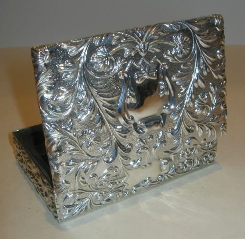 Large Antique English Sterling Silver Triple Postage Stamp Box - 1905