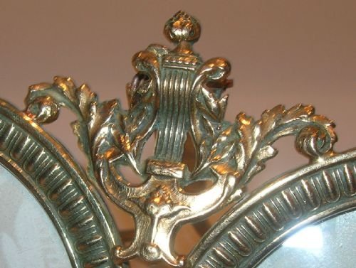 fig 1. Antique French Double Photograph Frame - Lyre Mount c.1880