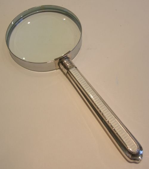 Elegant Sterling Silver and Guilloche Enamel Handled Magnifying Glass