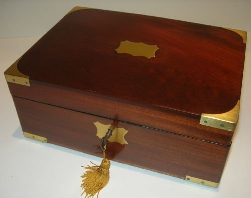 Antique English Brass Bound Mahogany Writing Slope or Lap Desk C.1820