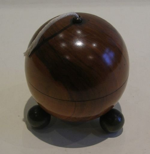 fig 1. Antique English Treen Fruitwood or Olivewood String Ball c.1860