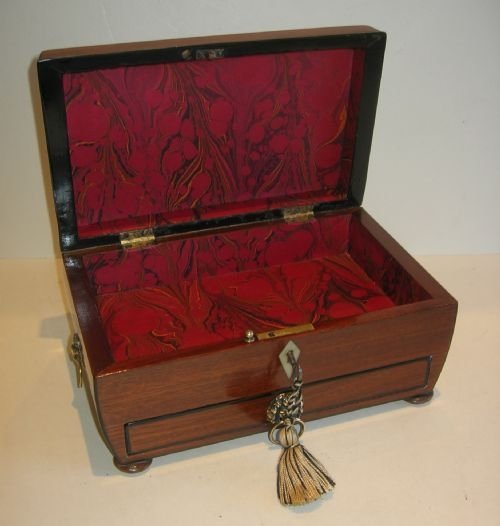 fig 1. Exquisite English Regency Mahogany Jewelry Box c.1820