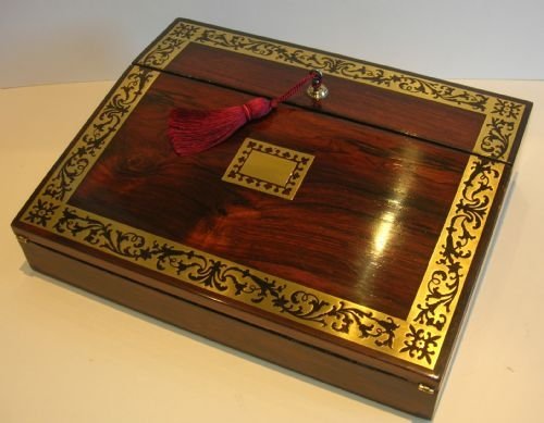 Rare Early Regency Brass Inlaid Rosewood Writing Slope / Lap Desk