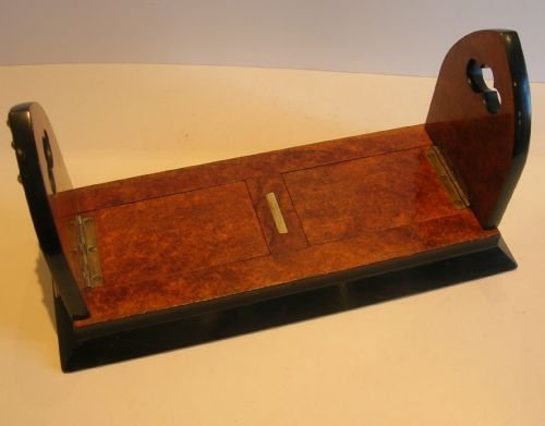 fig 1. Top Notch Antique English Brass Mounted Amboyna Bookslide by Betjemann's c.1870
