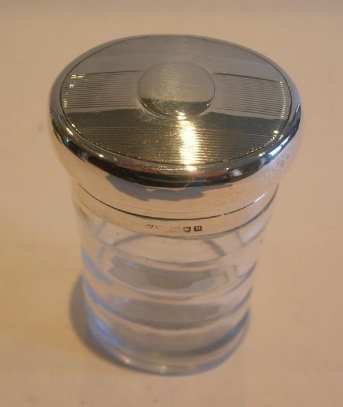 fig 1. Unusual Smart Antique Sterling Silver Lidded Cut Glass Jar - 1908