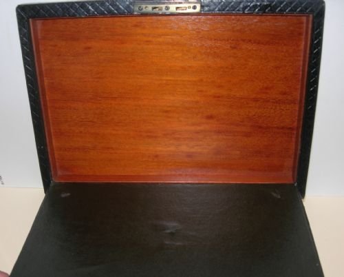 fig 3. Huge Antique Leather Bound Double Action Writing Box / Slope