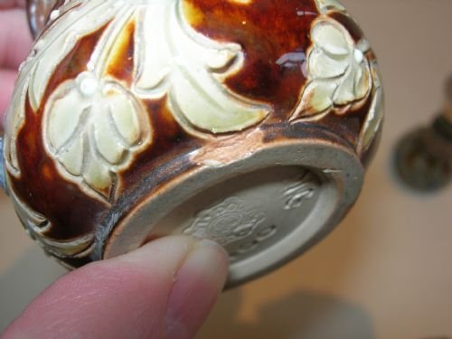 fig 3. Rare Antique Doulton Lambeth / Royal Doulton Four Piece Cruet Set