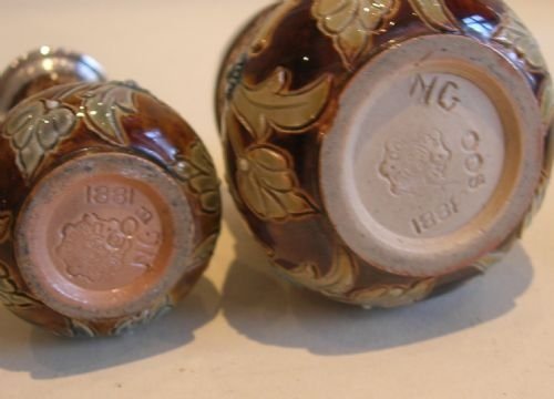 fig 1. Rare Antique Doulton Lambeth / Royal Doulton Four Piece Cruet Set