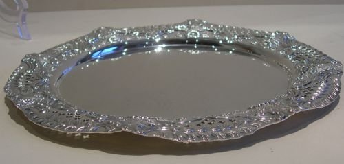 fig 1. Antique English Pierced Silver Plate Tray or Salver - Sheffield c.1890
