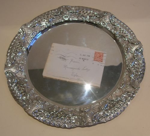 Antique English Pierced Silver Plate Tray or Salver - Sheffield C.1890