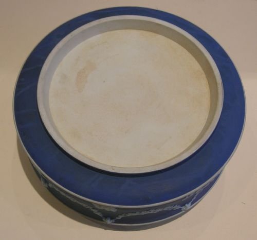 fig 2. Rare Wedgwood Blue Jasperware Salad Bowl With Servers c.1910