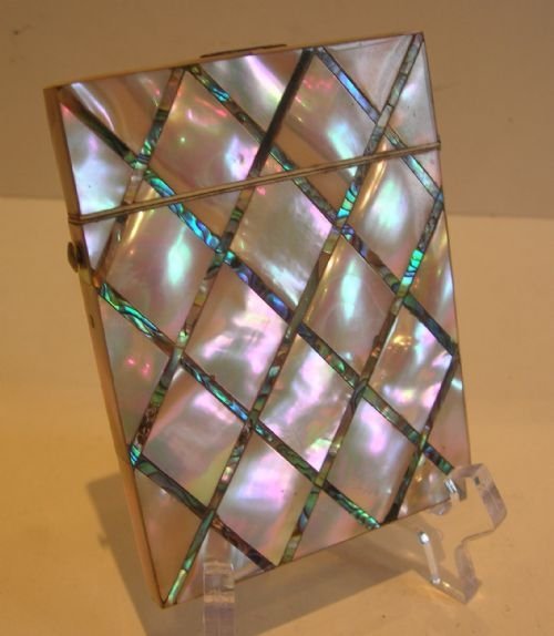Stunning Mother of Pearl and Abalone Shell Visiting Card Case C.1860