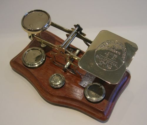 Antique English Mahogany & Polished Brass Postal or Letter Scales