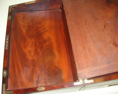 fig 3. Top-Notch Antique English Brass Bound Mahogany Writing Slope / Box c.1840