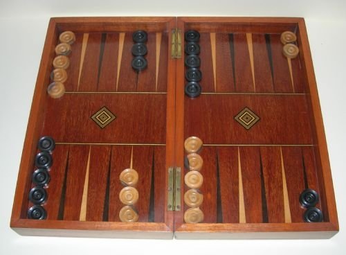 fig 1. Fabulous Antique Folding Chess / Backgammon Board With Games