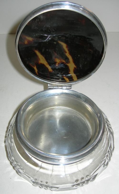 fig 1. Silver and Tortoise Shell Lidded Double Lidded Vanity Jar