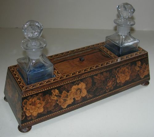Antique Tunbridge Ware Dressing Table Box / Perfume Caddy