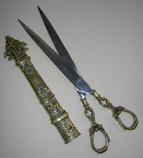 Large (11") English Victorian Scissors and Sheath