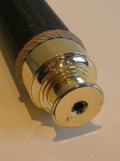 fig 1. Wonderful Antique English Three Drawer Brass Telescope