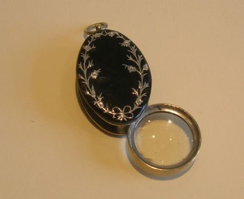 Pretty Tortoise Shell Clad Magnifying Glass - Silver Pique Inlay