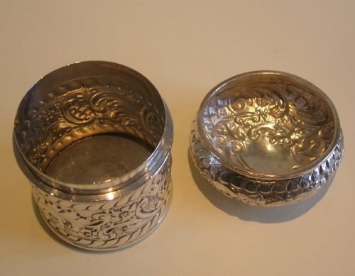 fig 1. English Victorian Sterling Silver Lidded Cylindrical Box - 1895