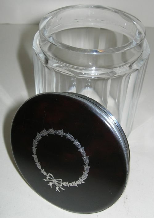 Antique Tortoise Shell and Silver Pique Lidded Jar