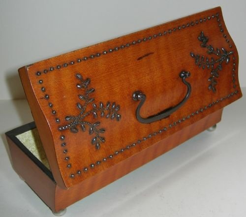 French Satinwood Box - Cut Steel Mounted C. 1830