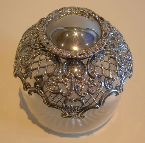 Magnificent Large Sterling Silver Mounted Inkwell - William Comyns - 1895