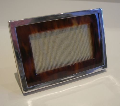 Small Sterling Silver and Tortoise Shell Photograph Frame