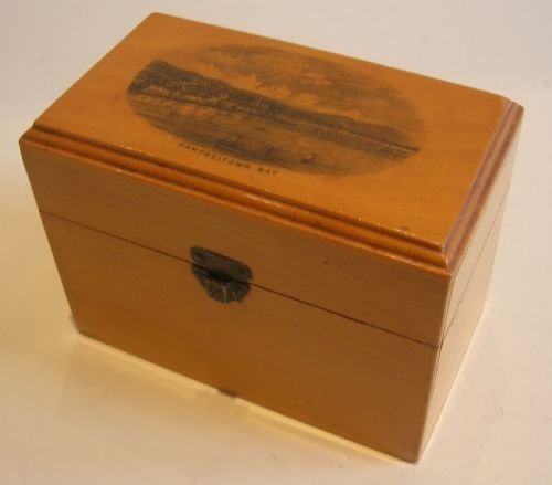 Antique Scottish Mauchline Ware Playing Card Box - Campbeltown Bay