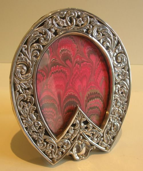 English Victorian Sterling Silver Photo Frame - Horseshoe