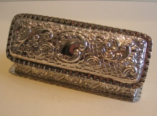 Large Antique English Sterling Silver Trinket Box - Birmingham 1905