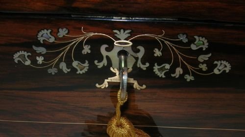 fig 2. Outstanding Antique English Rosewood Jewellery Box - Mother of Pearl, Brass Inlay c.1840